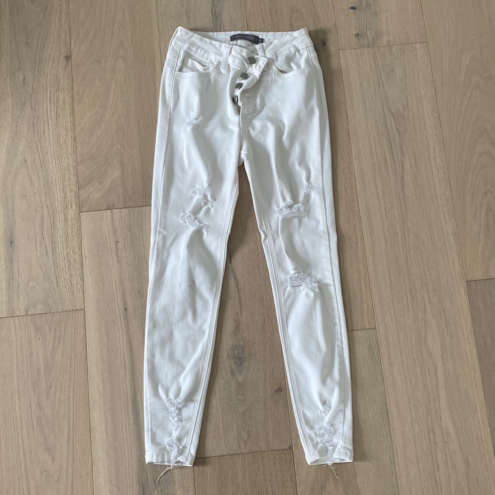 Just USA White Ripped Skinny Jeans